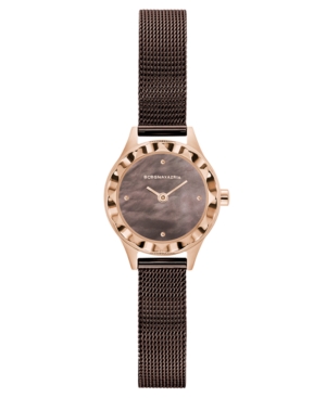 image of Bcbgmaxazria Ladies Round Brown Genuine Leather Strap Watch, 24mm