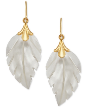 Macy's Leaf Earrings In 10k Gold In Mother Of Pearl