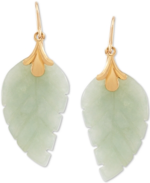 image of Jade Leaf Earrings in 10k Gold