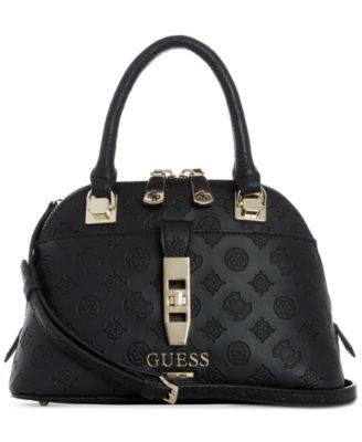 guess peony debossed logo dome satchel