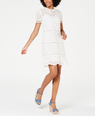 michael kors embellished embroidered lace dress