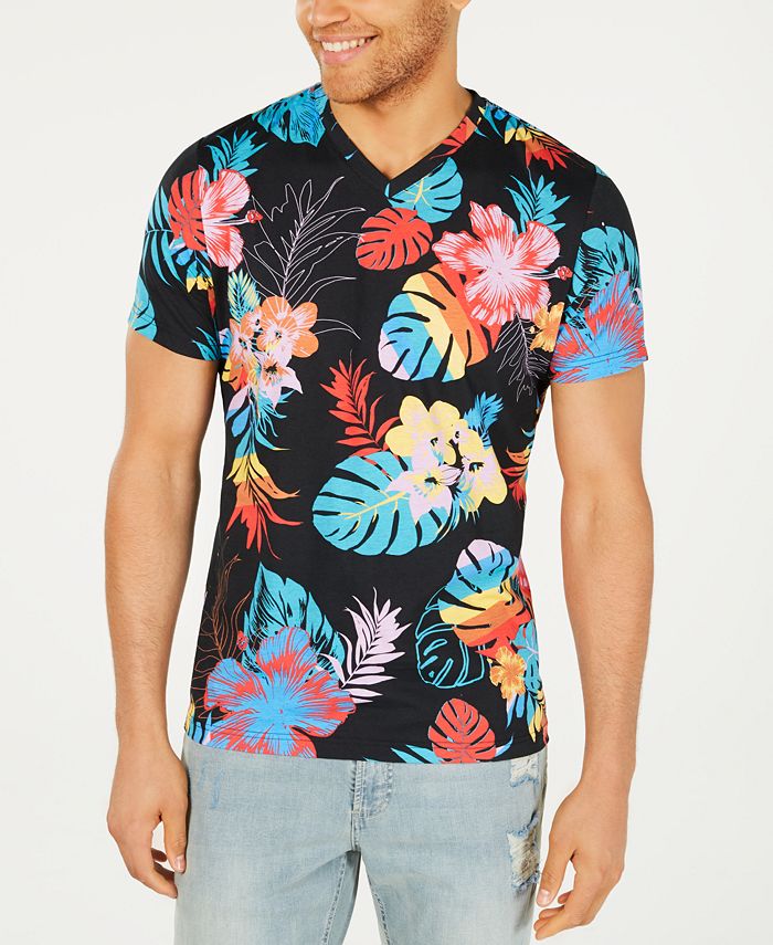American Rag Men's V-Neck Foliage T-Shirt, Created for Macy's - Macy's