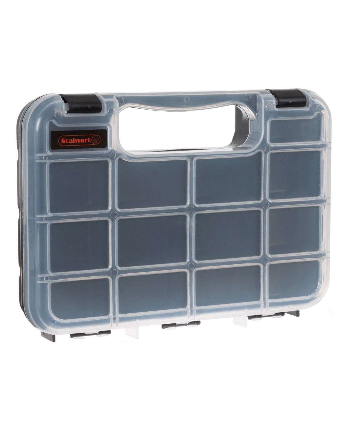 Portable Storage Case with Secure Locks and 14 Small Bin Compartments by Stalwart - Black