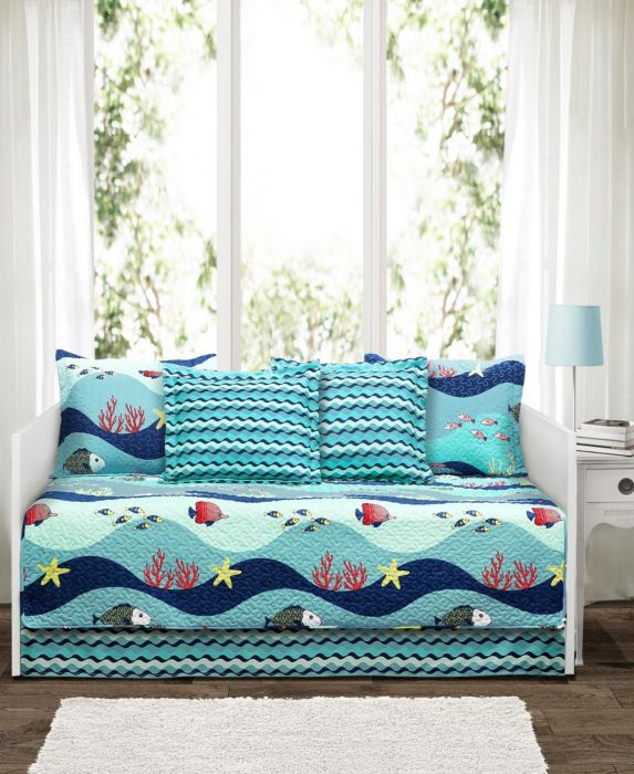 Twin Sealife Daybed Cover Set Blue - Lush Décor