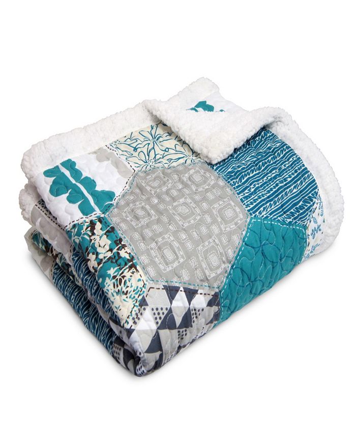 Lush Décor - Briley Throw Turquoise Sherpa