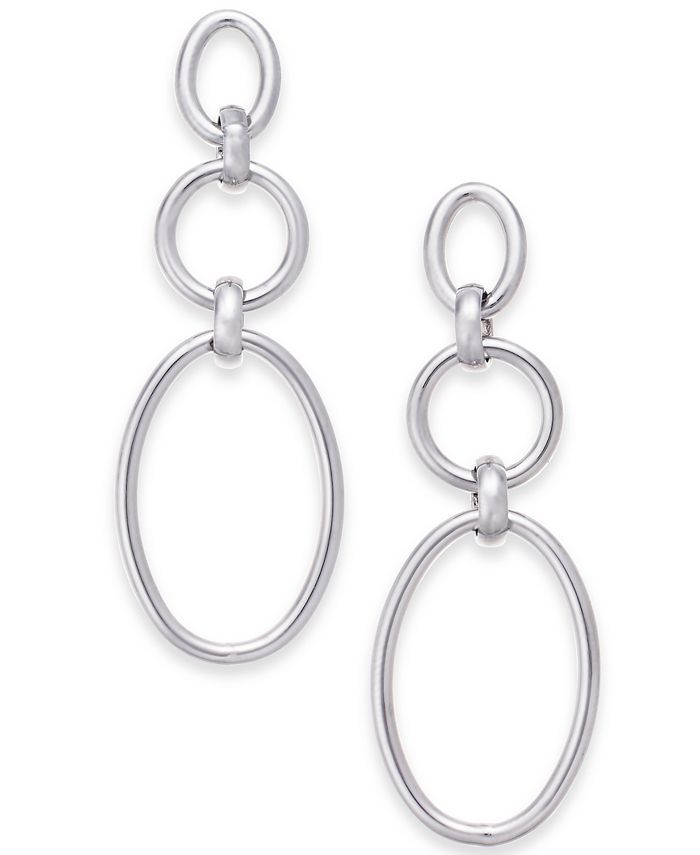 Alfani Silver-Tone Link Triple Drop Earrings, Created for Macy's - Macy's