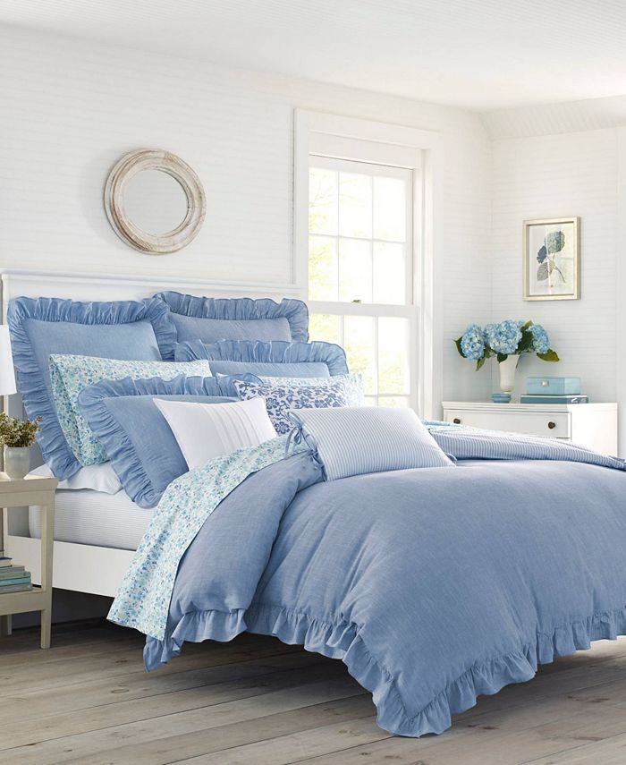 Laura Ashley Adley Blue Duvet Cover Set, Full/Queen Macy's