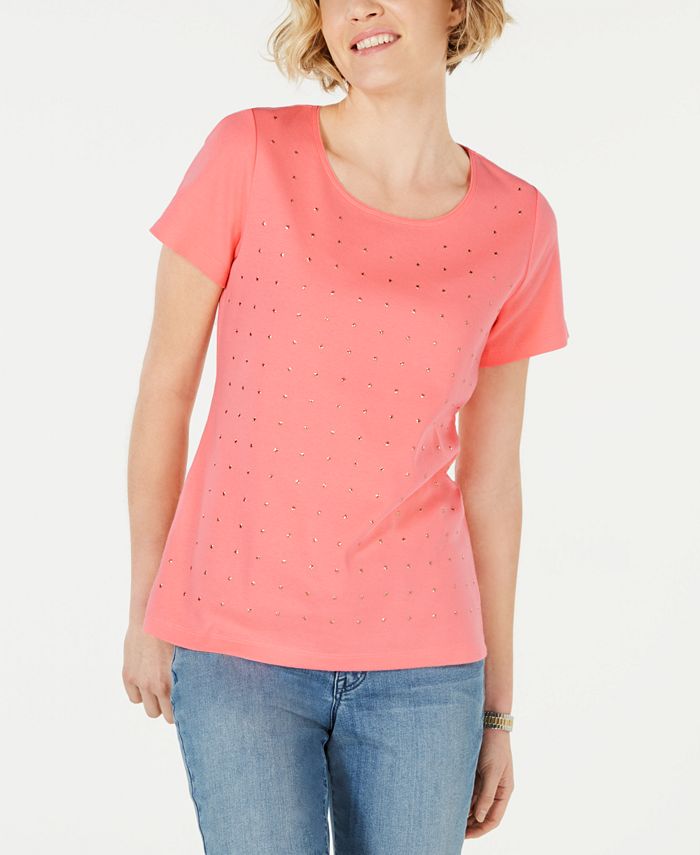 Karen Scott Cotton Scoop Neck Top
