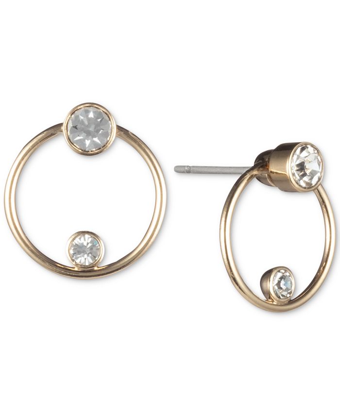 DKNY Gold-Tone Crystal Ring Front-and-Back Earrings & Reviews ...