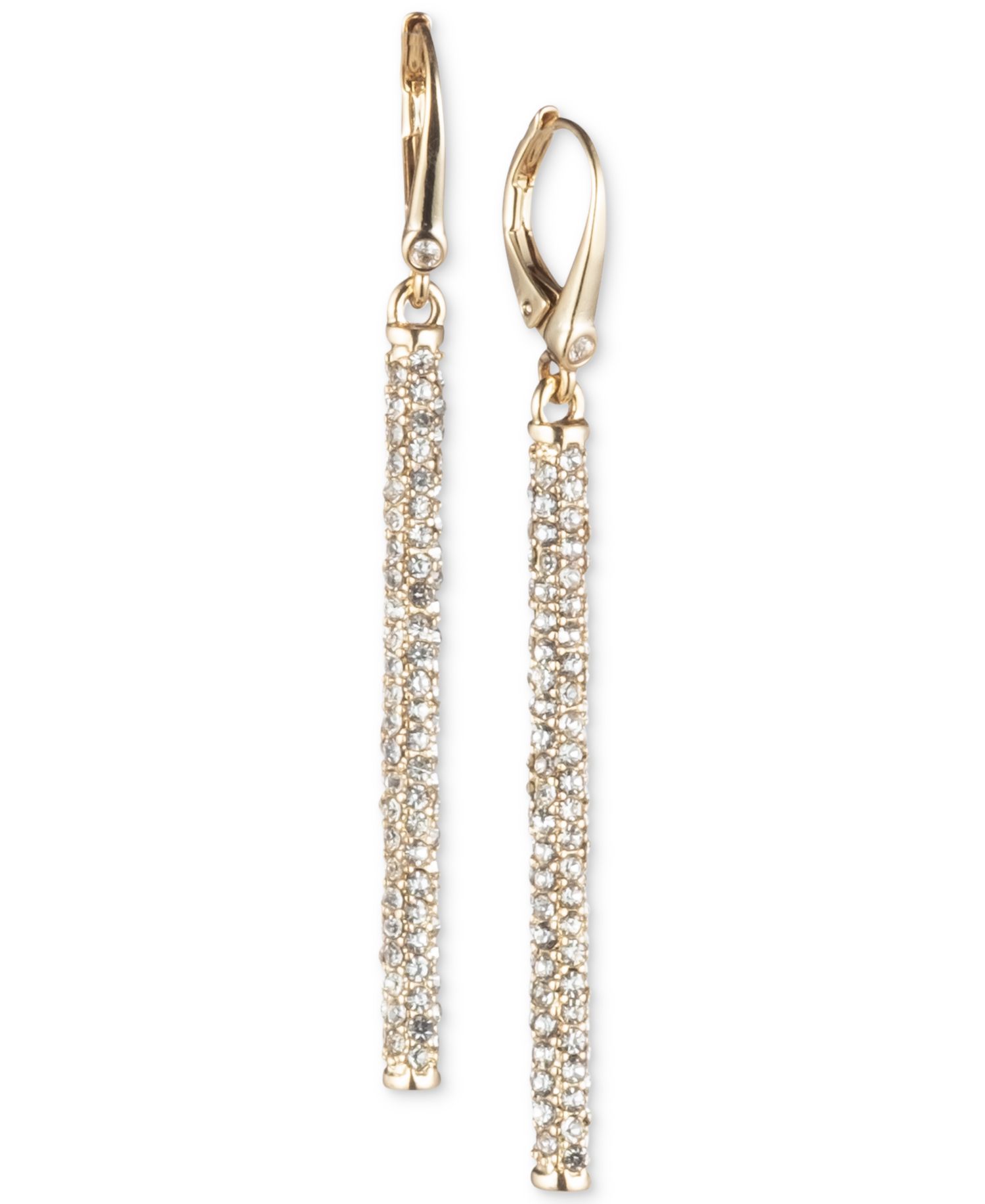 Gold-Tone Micropav&eacute; Linear Drop Earrings