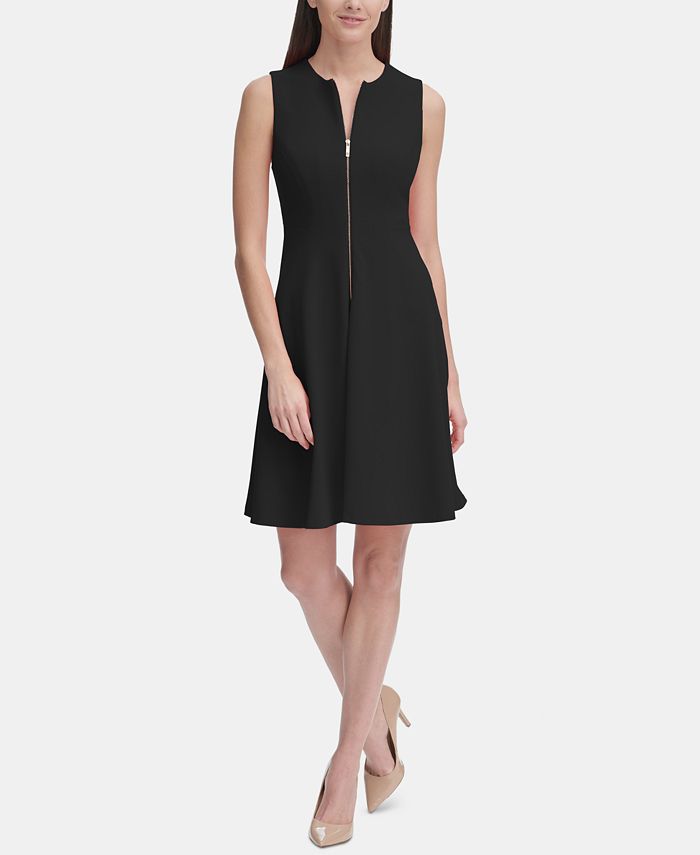 Zip front fit hot sale and flare dress