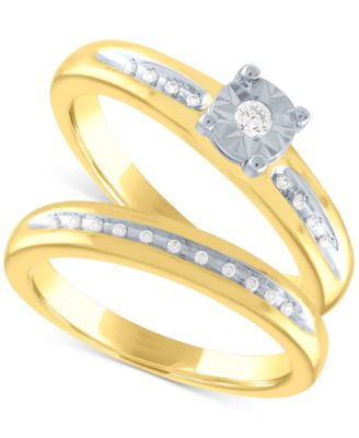 Diamond Bridal Set (1/10 ct. t.w.) in 14k Gold Over Sterling Silver