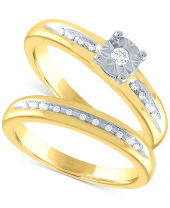 Promised Love Diamond Bridal Set (1/10 ct. t.w.) in 14k Gold Over ...
