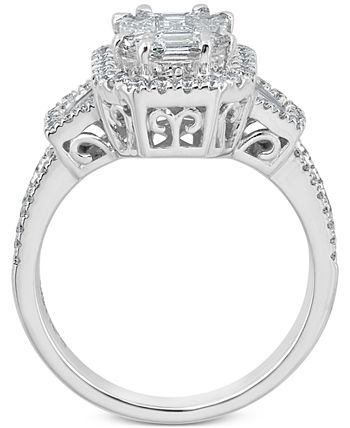 Macy's - Diamond Baguette Cluster Engagement Ring (1-1/2 ct. t.w.) in 14k White Gold