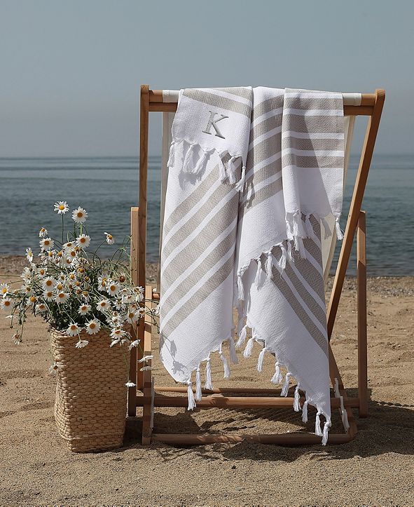 Linum Home Personalized Herringbone Pestemal Beach Towel & Reviews ...