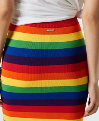 Michael Kors Rainbow-Striped Pencil Skirt
