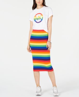 Michael Kors Rainbow-Striped Pencil Skirt