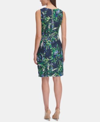 Tommy Hilfiger Printed Lace Ruched Dress - Macy's