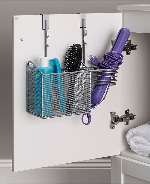 Home Basics Steel Over The Cabinet Hairdryer Organizer Silver