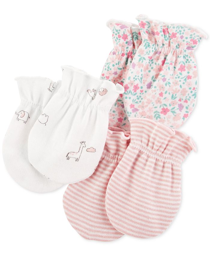 Carter's Baby Girls 3Pk. Printed Cotton Mittens Macy's