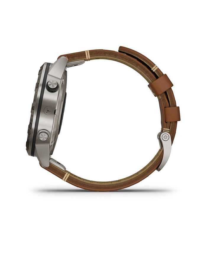 Garmin Mens Marq Adventurer Brown Leather Strap Touchscreen Smart Watch