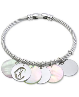 CHARRIOL - Havana Mother-of-Pearl Bangle Bracelet in Stainless Steel and Sterling Silver