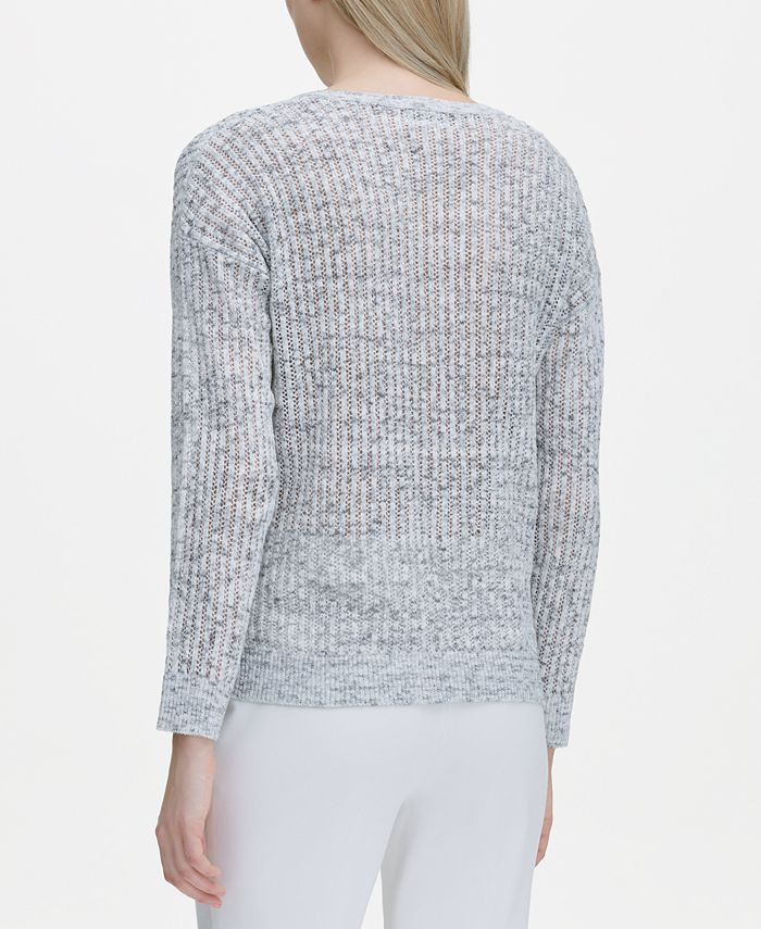 Calvin Klein Open-Weave Marled Sweater - Macy's