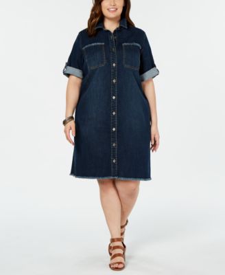 macys plus size denim dress