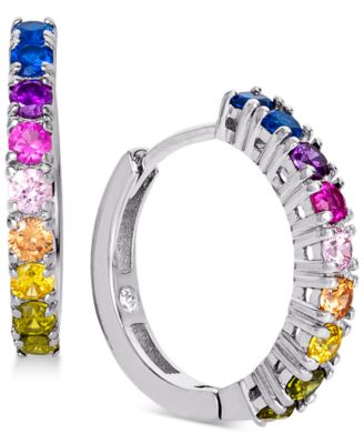Giani Bernini - Cubic Zirconia Rainbow Hoop Earrings in Sterling Silver,