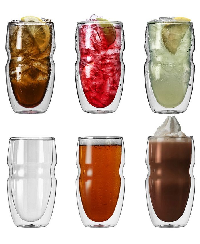 Ozeri Serafino Artisan Series Double Wall 16 Oz Iced Tea And Coffee Glasses Set Of 6 Macy S