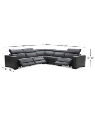 Nevio 5-pc Leather "L" Sectional with 3 Power Recliners, Created for Macy's