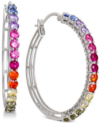 Giani Bernini - Cubic Zirconia Rainbow Hoop Earrings in Sterling Silver,