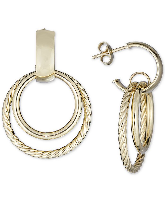 Italian Gold - Circular Drop Earrings in 14k Gold