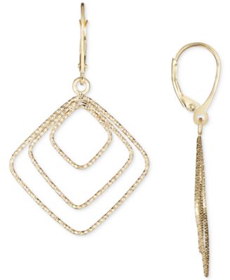 Italian Gold - Square Drop Earrings in 14k Gold