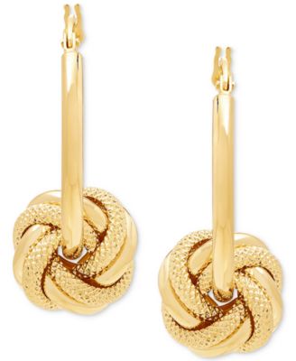 Love Knot Drop Earrings in 14k Gold