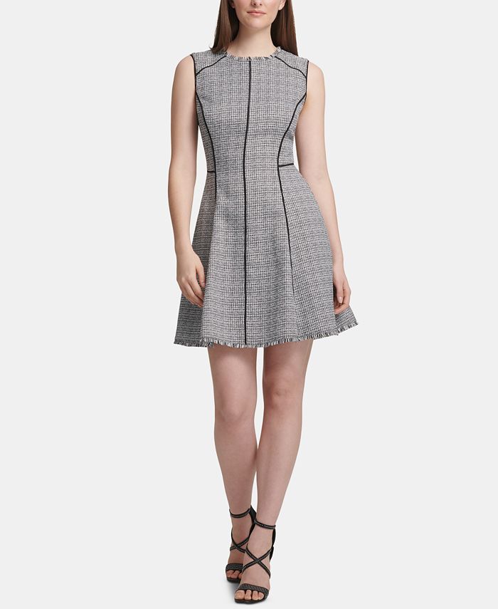 DKNY Piped-Trim Fit & Flare Dress - Macy's