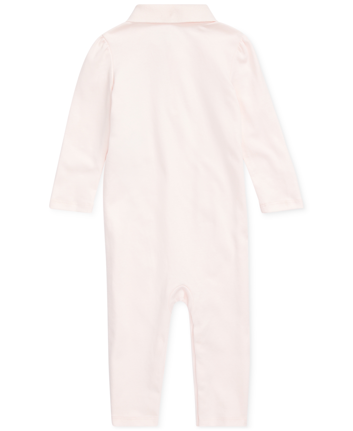 Shop Polo Ralph Lauren Baby Girls Ribbed Polo Collar Coverall In Delicate Pink