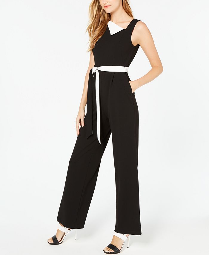 Calvin Klein Asymmetrical Fold-Over Jumpsuit - Macy's