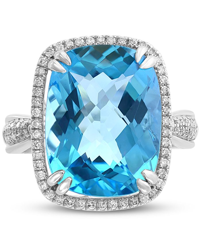 EFFY Collection EFFY® Blue Topaz (12-1/3 ct. t.w.) & Diamond (1/4 ct. t ...