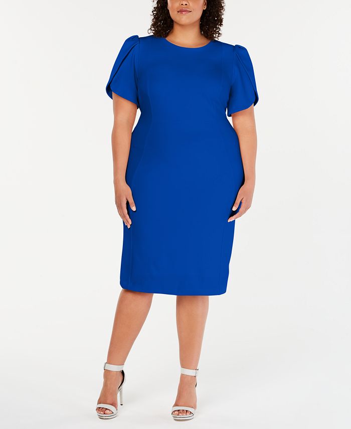 Calvin Klein Plus Size Tulip-Sleeve Sheath Dress & Reviews - Dresses - Plus  Sizes - Macy's