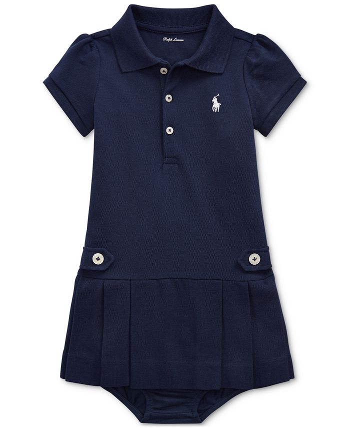 Polo Ralph Lauren Baby Girls Pleated Cotton Polo Dress - Macy's