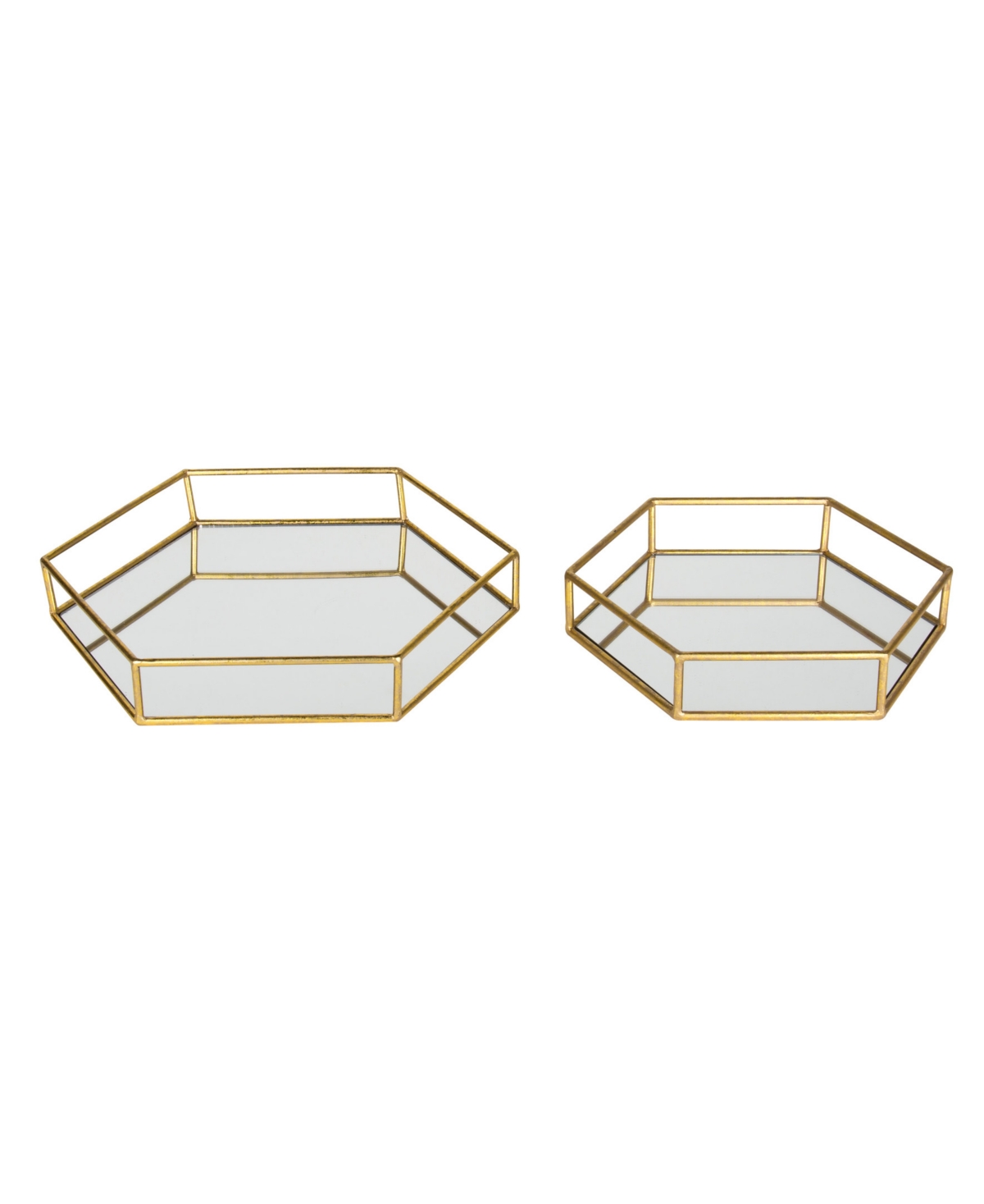 Kate And Laurel Felicia Nesting Metal Mirrored Decorative Trays, 2 Piece In Gold