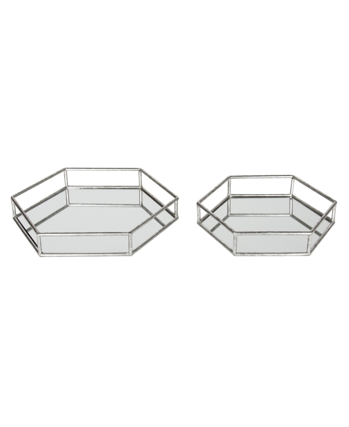 Kate And Laurel Felicia Nesting Metal Mirrored Decorative Trays, 2 Piece In Silver