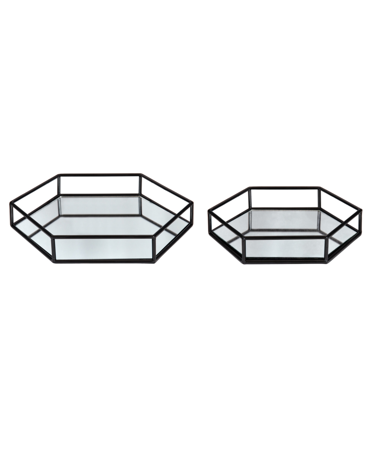 Kate And Laurel Felicia Nesting Metal Mirrored Decorative Trays, 2 Piece In Black