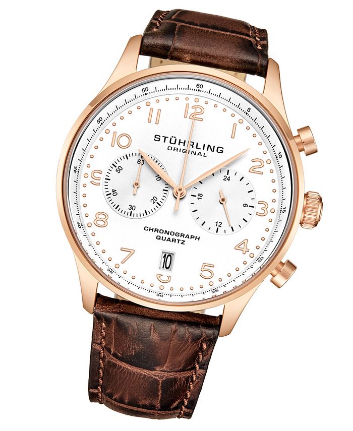 Mens rose gold outlet leather watch