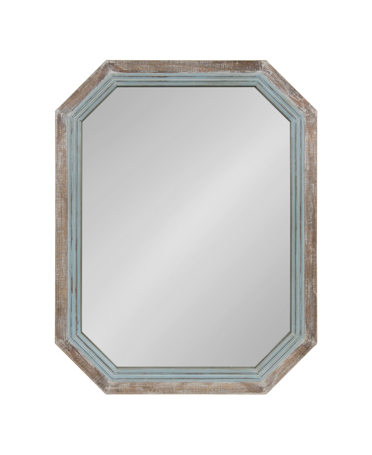 Palmer Wood Octagon Wall Mirror - Blue