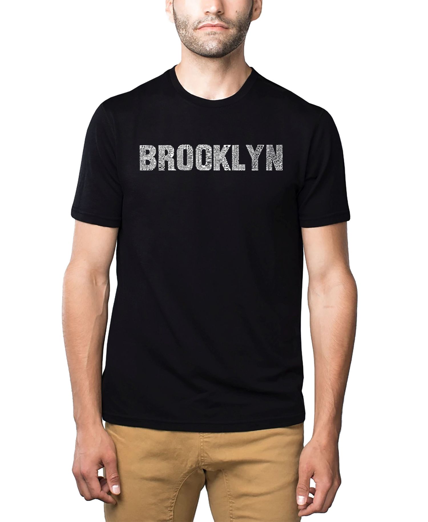 Men's Cotton/Poly Blend Word Art T-Shirt - Brooklyn Neighborhoods