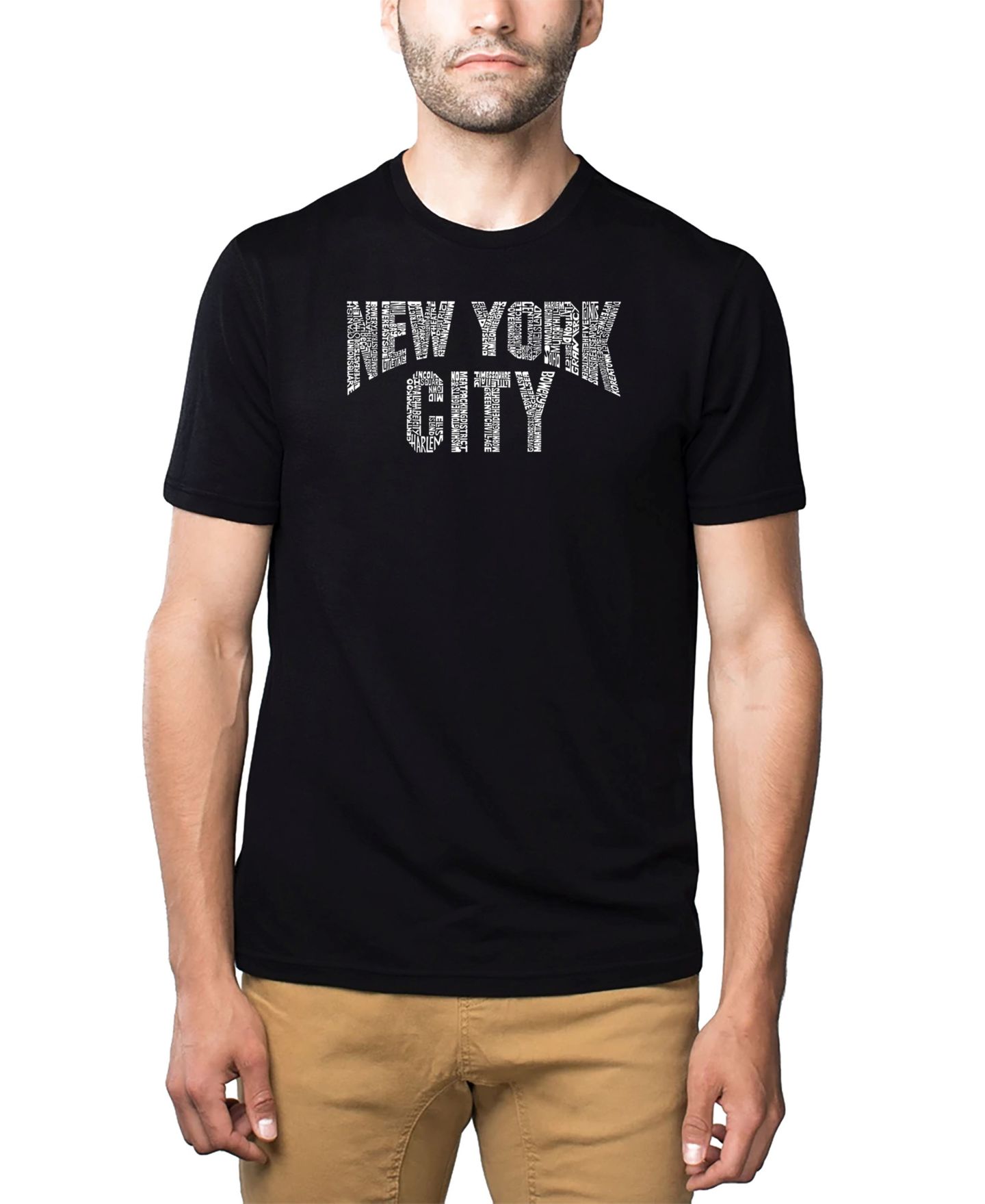 Мужская футболка LA Pop Art Cotton/Poly Blend Word Art - New York City Neighborhoods, цвет: Чёрный — фото 1