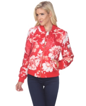 White Mark Women's Floral Bomber Jacket