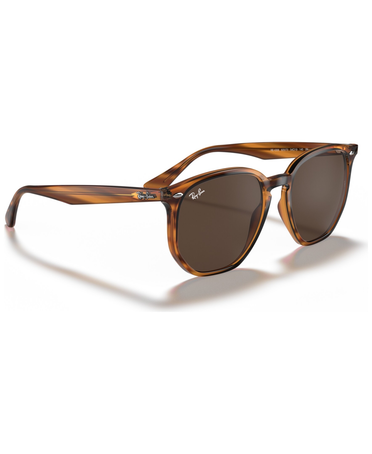 Ray Ban Sunglasses, Rb4306 54 In Stripped Red Havana,dark Brown
